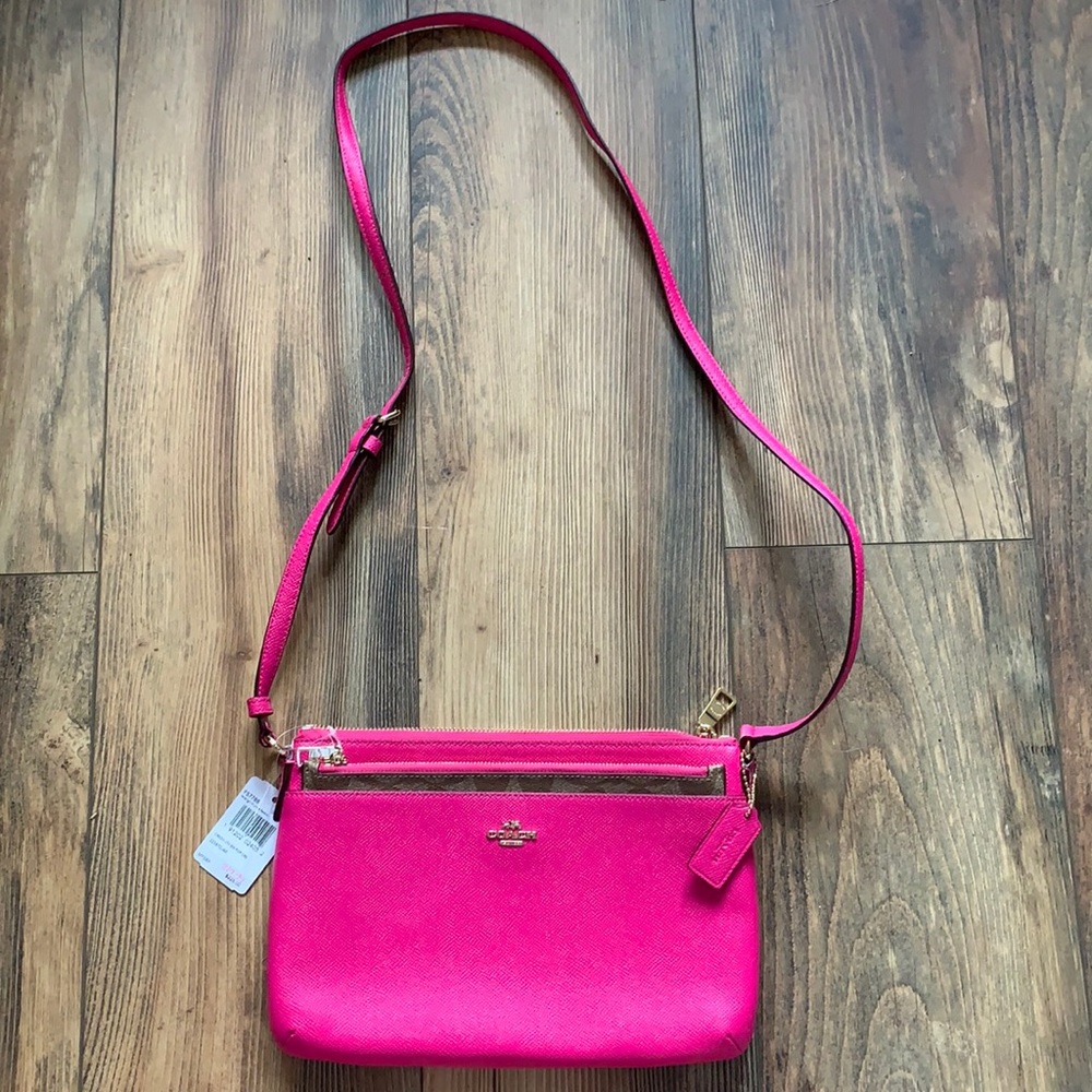 Bright Fuschia Saddle Coach purse.  BRAND NEW